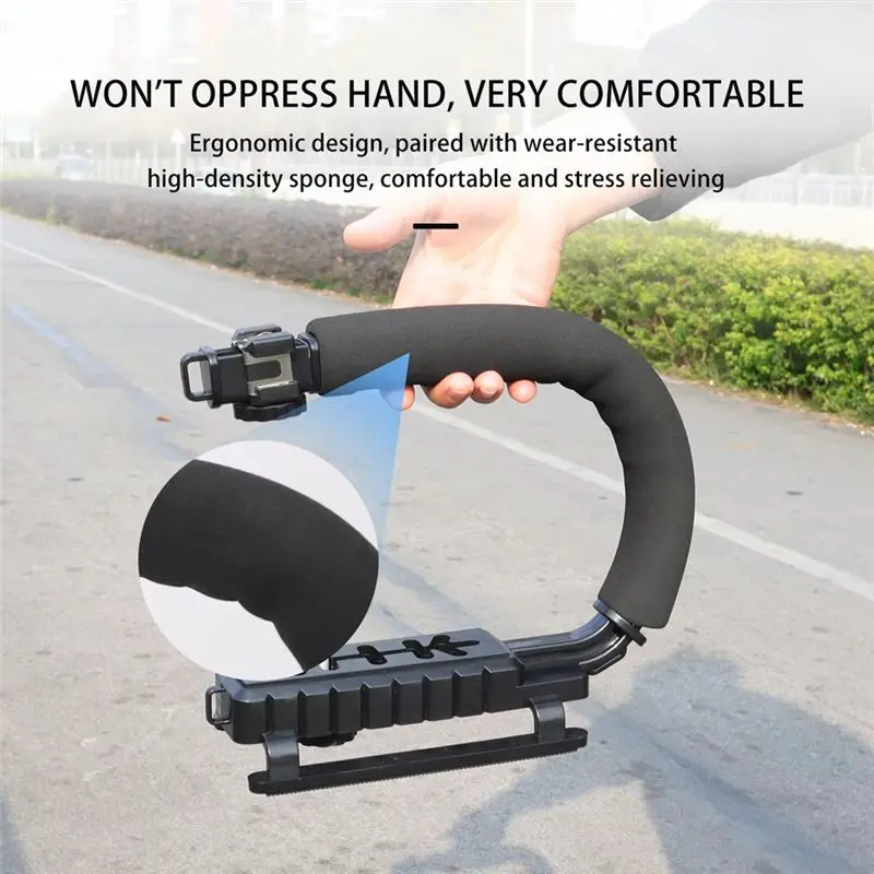 Y44A Handheld Shooting Bracket for DJI AIR 3/3S, U-Shaped Stand, Camera Drone Bracket, Metal, 1/4 Screw, Black
