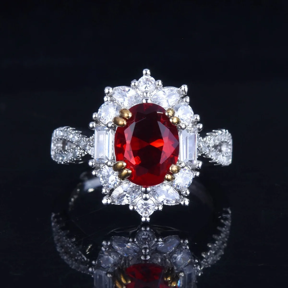 Live Streaming New High-end Artificial Ruby Ring Inlaid with Exquisite, Simple and Generous Opening Color Treasure Women's Ring