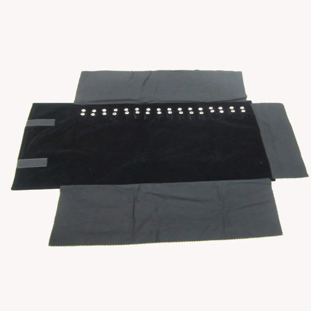 Jewelry Roll Bag Black Earrings Necklace Ring Organizer Travel Storage Pouch Jewelry Packaging Display Tool