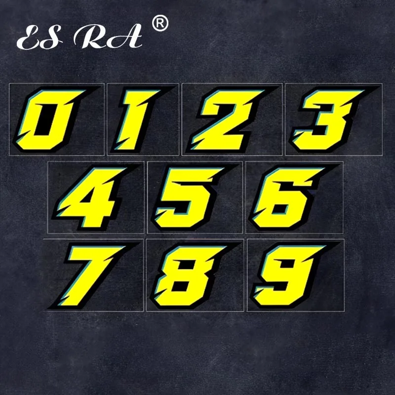 

0-9 Number Stickers Track Team Driver Number Pegatinas Motorcycle Helmet Fuel Tank Creative Reflective Decorative Decals