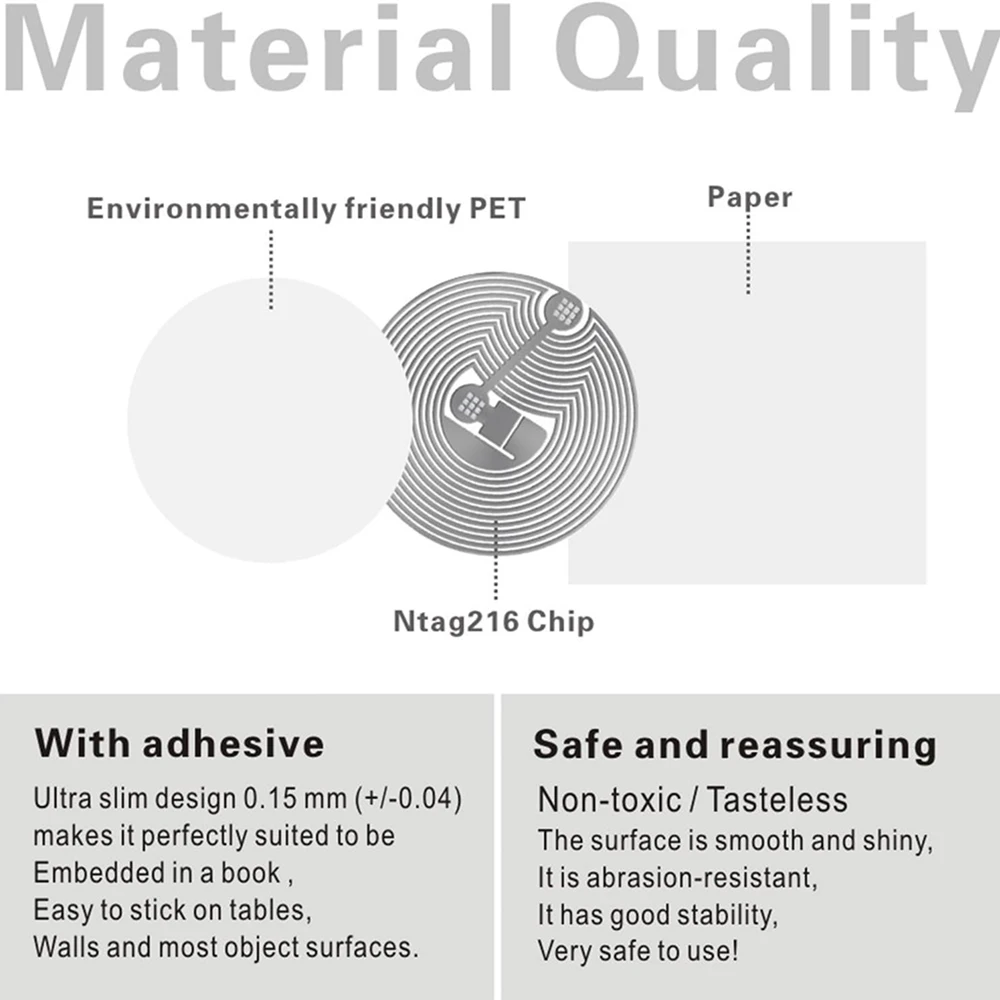 Tag NFC NTAG216 Adesivo NFC Scrittore Etichetta NFC vuota Adesivo NFC 216 Memoria programmabile 888 byte
