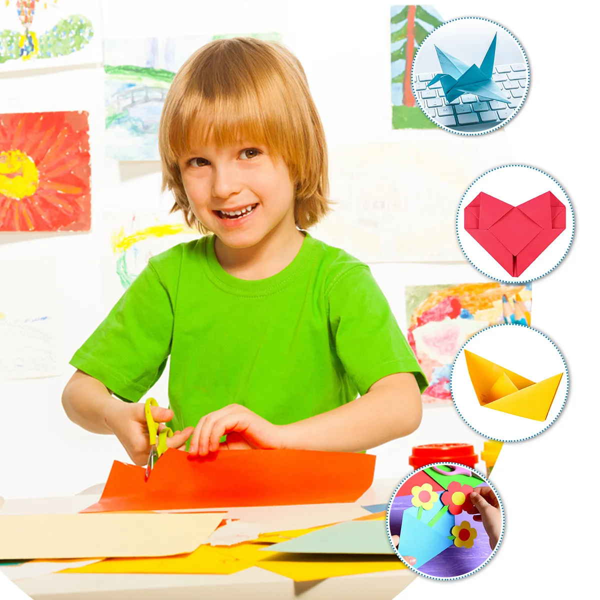 

100Pcs Double Sided Colorful Origami Paper Premium Eco Friendly Craft Paper for DIY Folding Kids School Projects Party