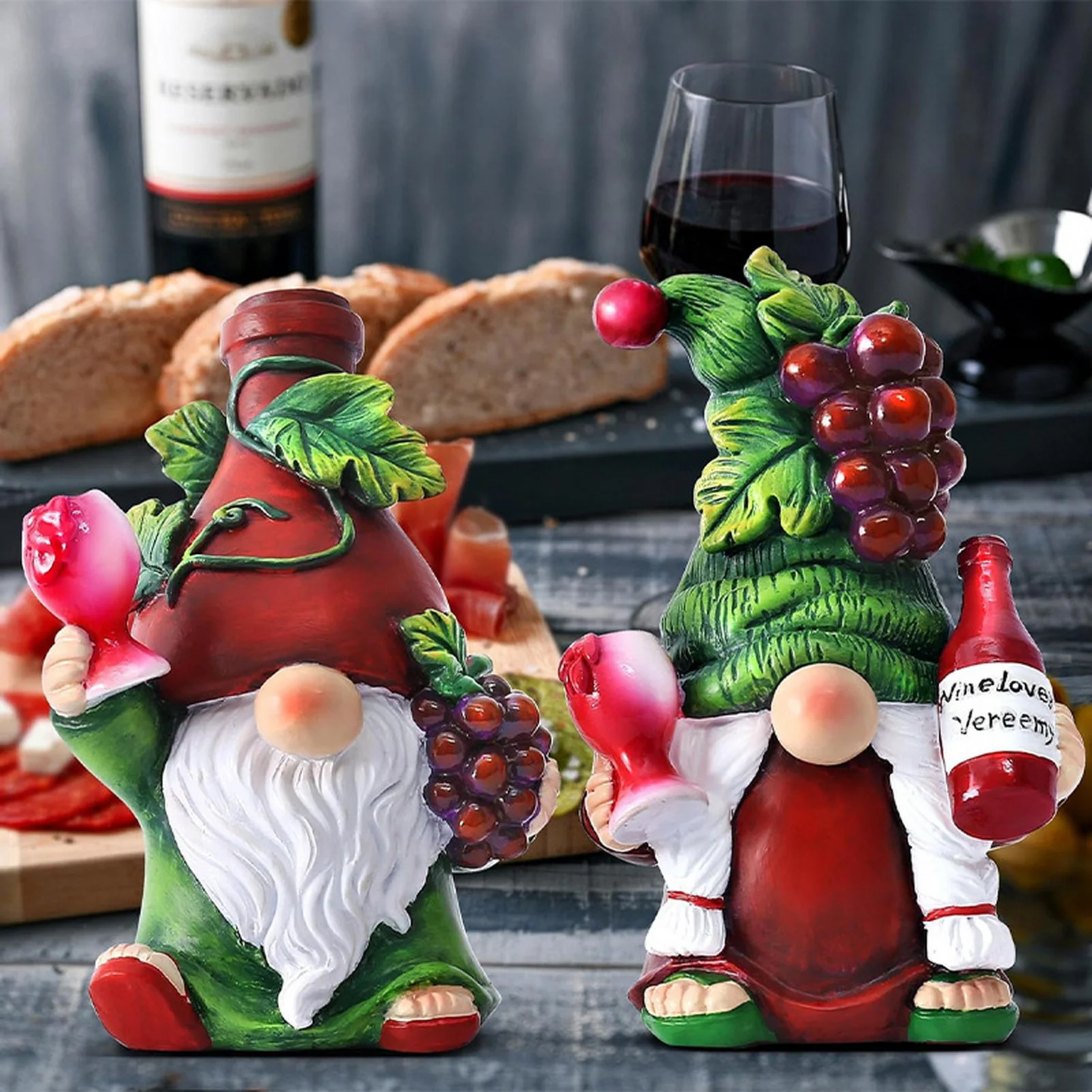 

Fairy Garden Mini Gnomes Statue Resin Moss Micro Landscape Decoration Mini Dwarf Red Wine Fruit Gnome Party Table Ornaments