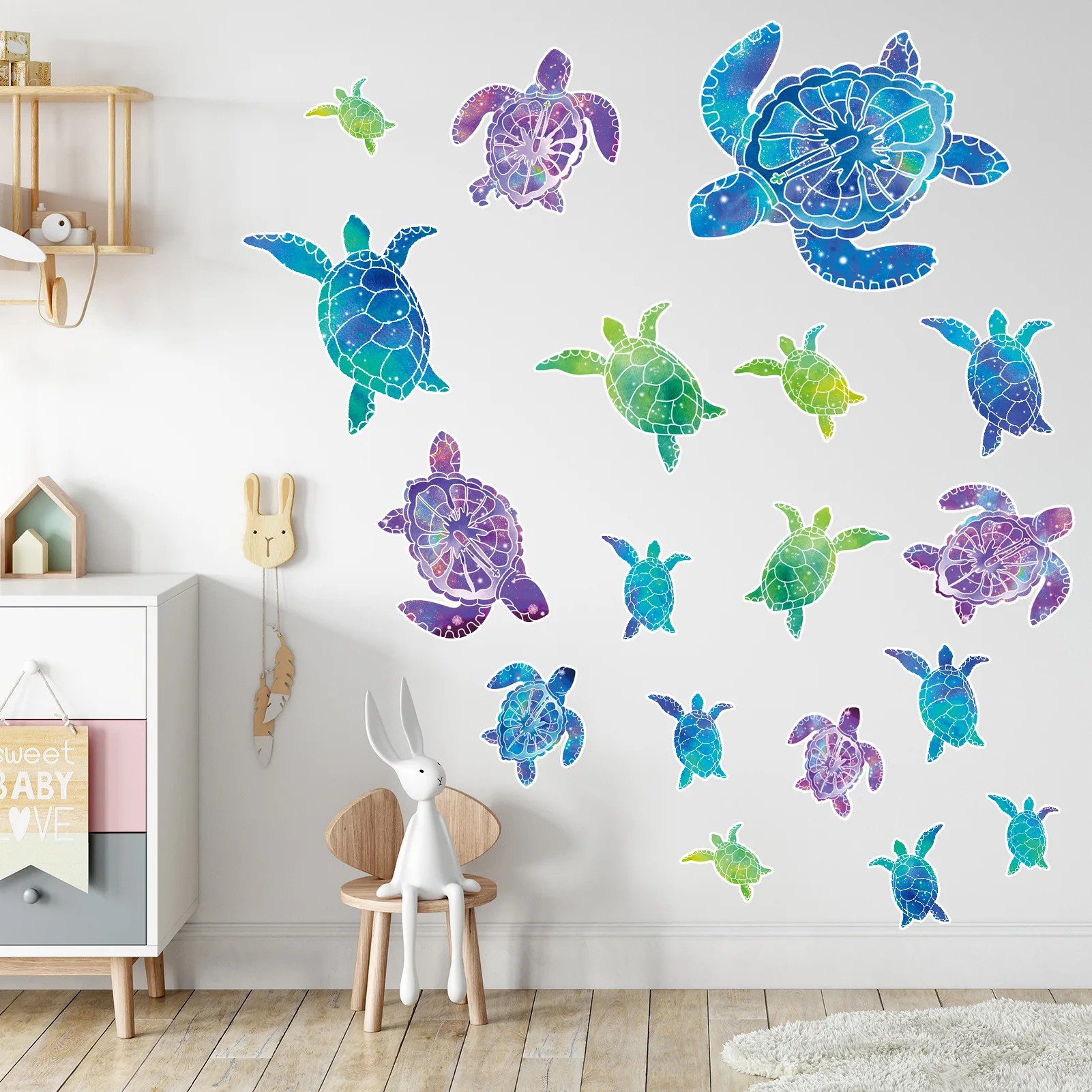 Bathroom Sea Turtle Wall Stickers PVC Waterproof Decals for Home Office Kindergarten Toilet Decoration Essential - view 3