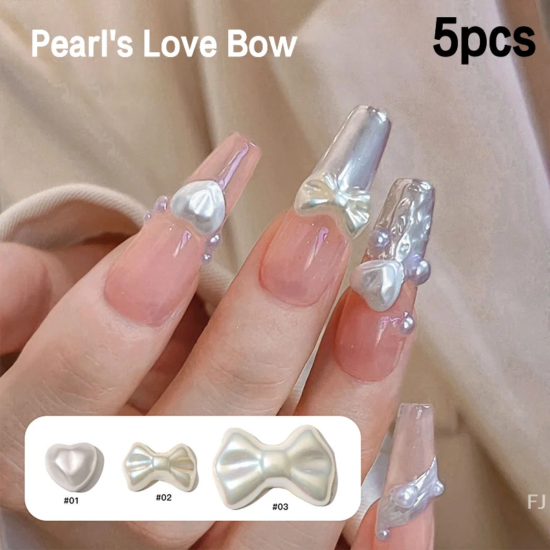 

[YU]5Pcs Cute Bow Tie Love Heart Pearl Star Mini Bowknot Butterfly Nail Art Decorations Charm DIY Manicure Accessories