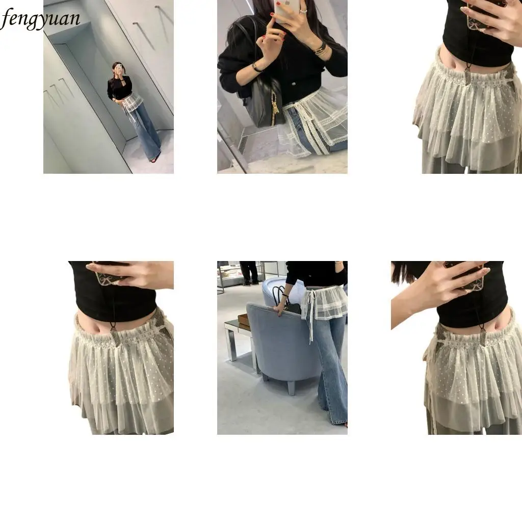 

B2QE Fashionable Layered Skirt Mesh Polyester Casual Wear Skirt For Trendsetters