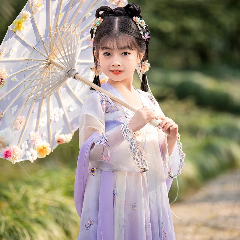 Flower Fairy Costume Chinese Traditional Clothing Ancient Style Performance Attire Classic Hanfu Dress for Children in Spring