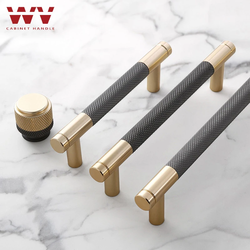 WV Modern Style Gold Drawer Knobs T bar Handle Bathroom Pulls Kitchen Cabinet Door Handle Pull Black