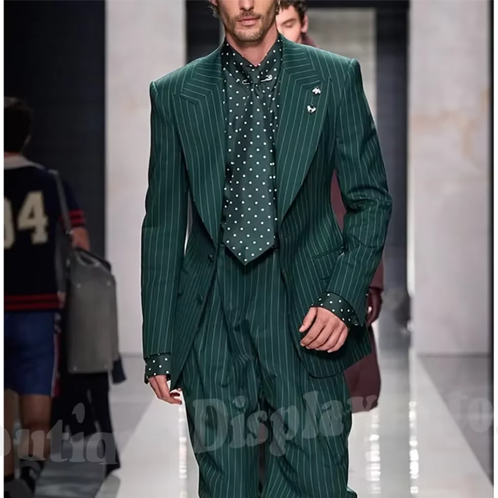 

Italy Style Wide Lapel Men Suits Two Pieces Single Breasted High Quality Loose Fit Casual Daily Fashion Show Prom Suit Set