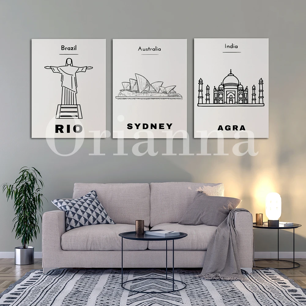 Barcelona Vienna Sydney Rome Brazil Rio Prague Pisa Paris Bangkok Moscow London Istanbul India City Travel Poster Wall Art Print