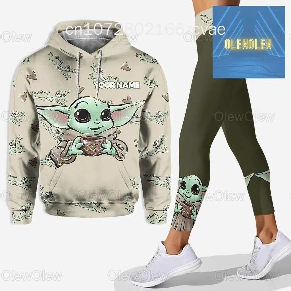 New Disney Yoda Baby 3D Hoodie Women\'s Hoodie SuitYoda Baby Yoga Pants Sweatpants Fashion Sports Suit