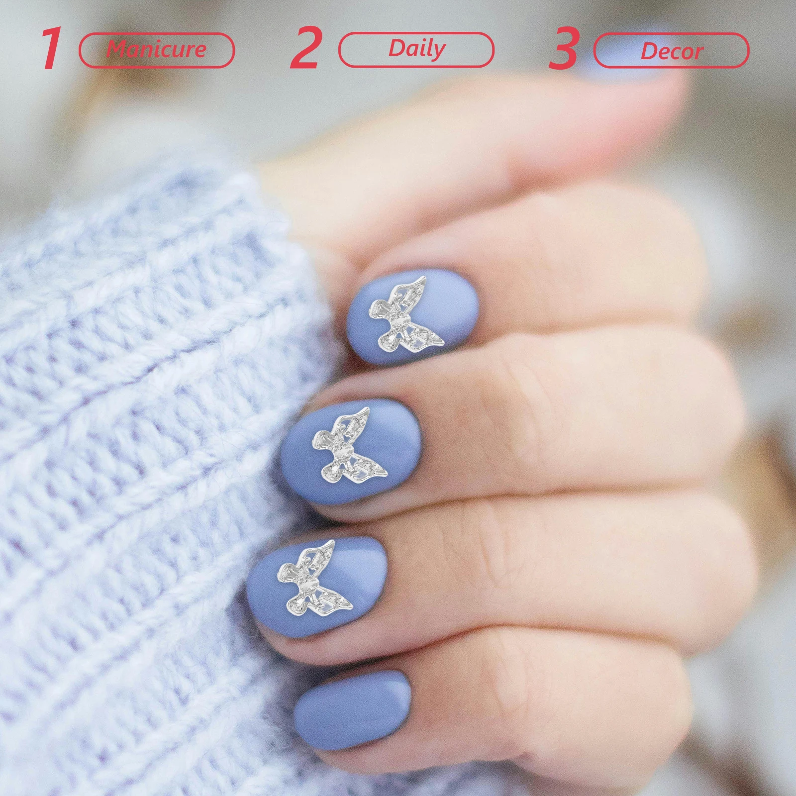 

30pcs Hollow Butterfly Art Decor 3d Bow Butterfly Nail Accessories Metal Rhinestones Durable Nail Charms Accessories