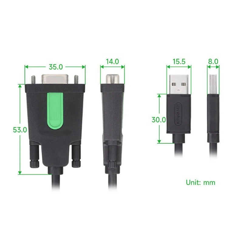 Waveshare USB To RS232 Serial Cable USB Type A To DB9 FT232RL Chip Multifunction Convenient Serial Cable