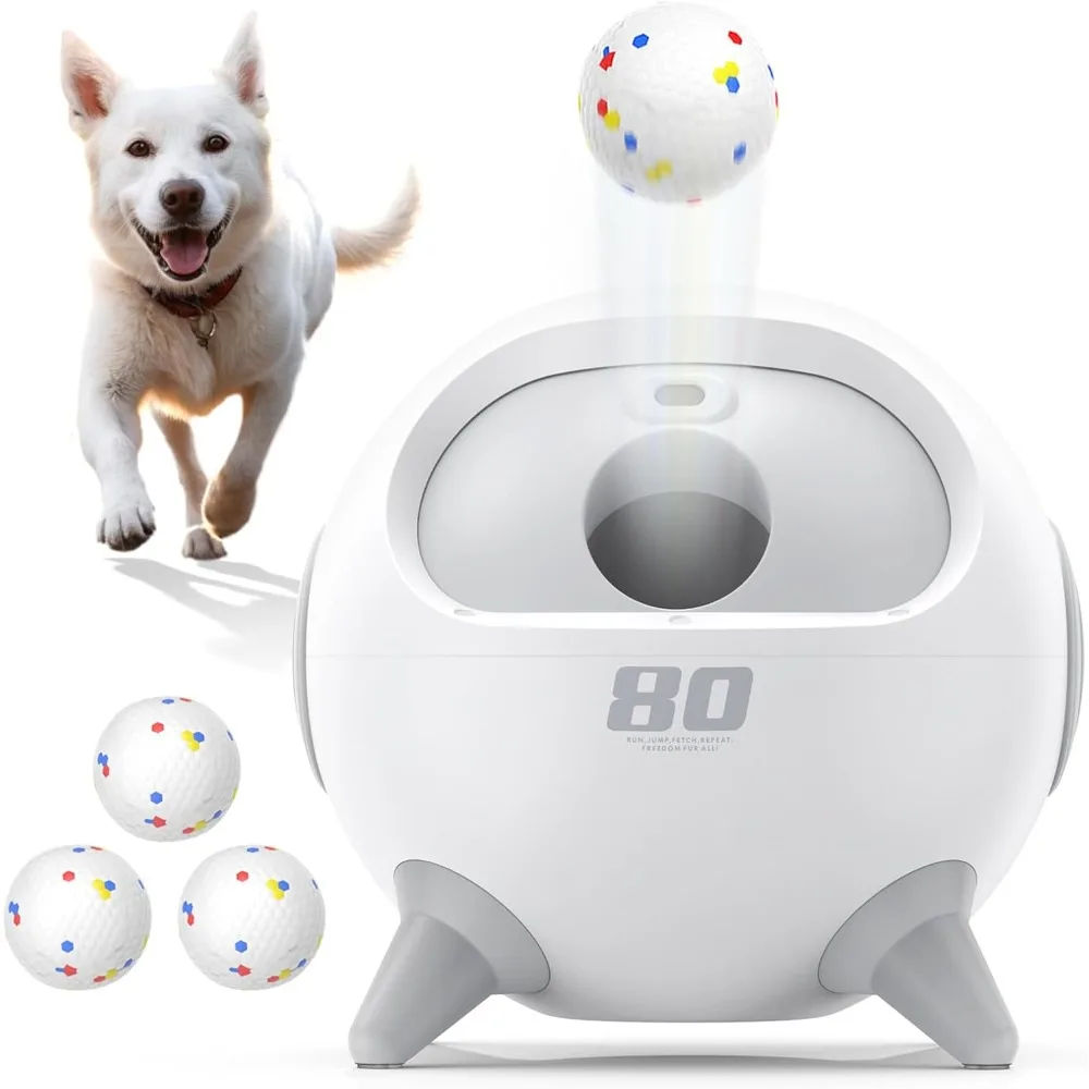 Automatic Ball Launcher for Dogs with Obstacle Detection,4 Adjustable Distances Dog Ball Thrower Launcher for Medium &Large Dogs