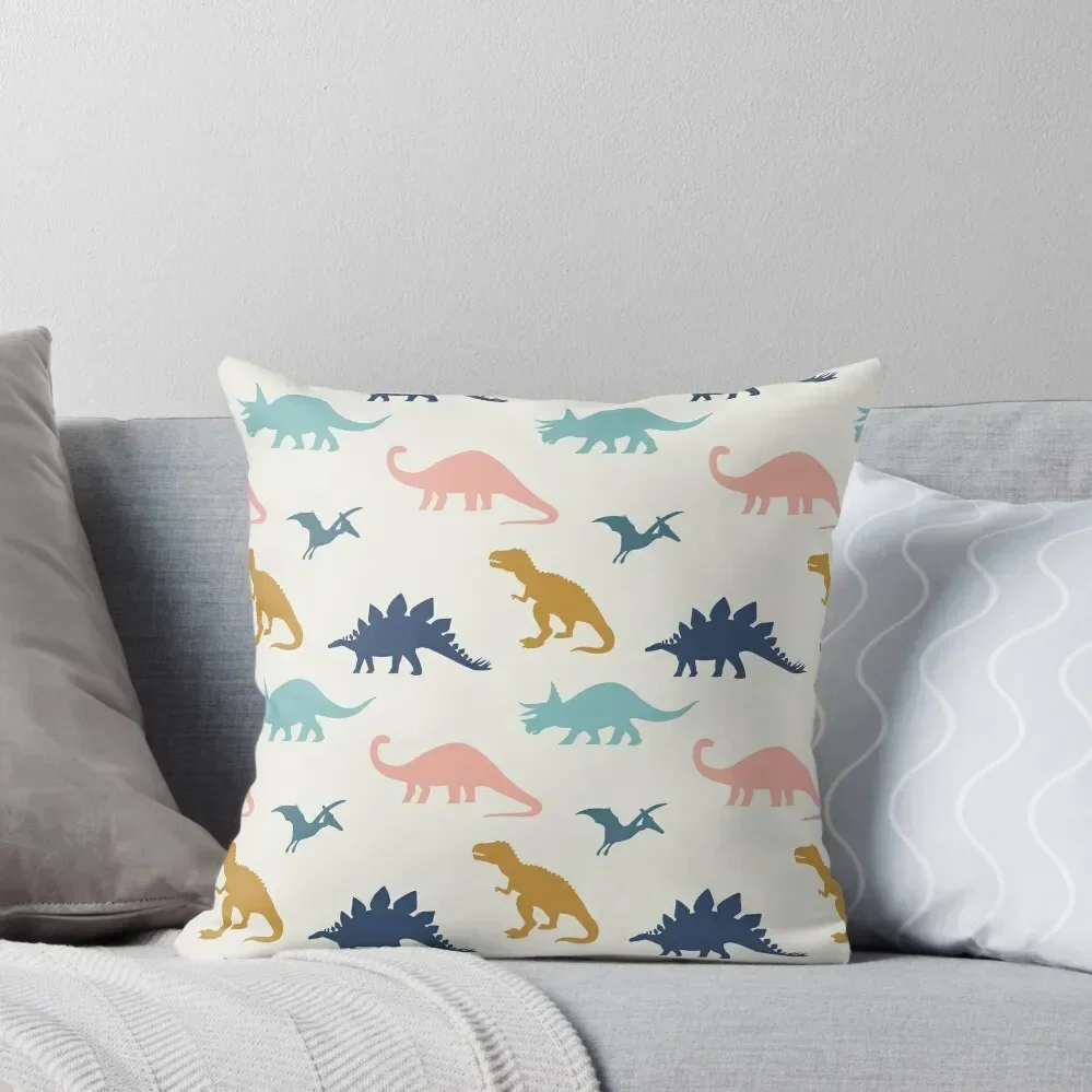 

Dinosaur Silhouettes in Blue + Gold Throw Pillow anime girl pillow pillowcase Decorative pillowcase pillow