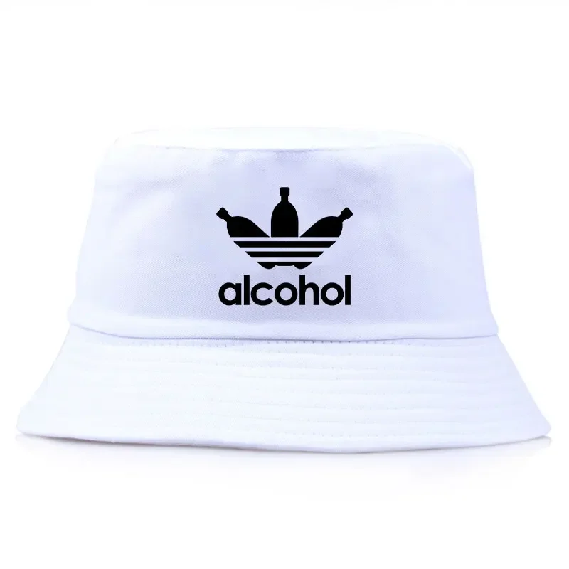 Fashion Summer Alcohol Printed Bucket Hat Woman Man Outdoor Reversible Fisherman Cap Unisex Casual Cool Cotton Panama Hats