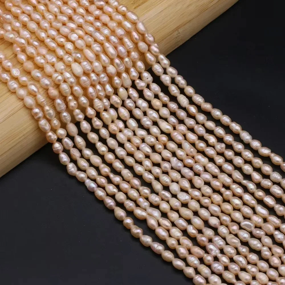 4-5mm Irregular Rice Natural Freshwater Pearl Beads | Loose Punch Beads for DIY Jewelry Making Necklace Bracelet