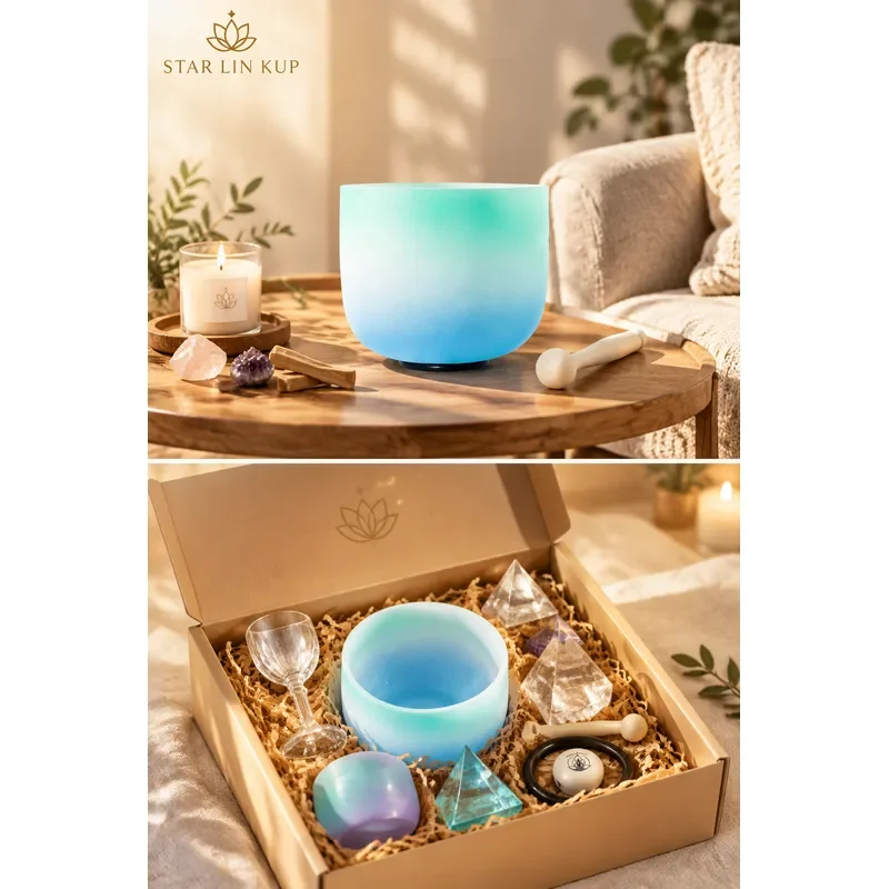 3-10 Inch Crystal Healing Mystery Box Full Set - Guaranteed Crystal Singing Bowl Included, Random Crystal Pyramid Wand Tumbled