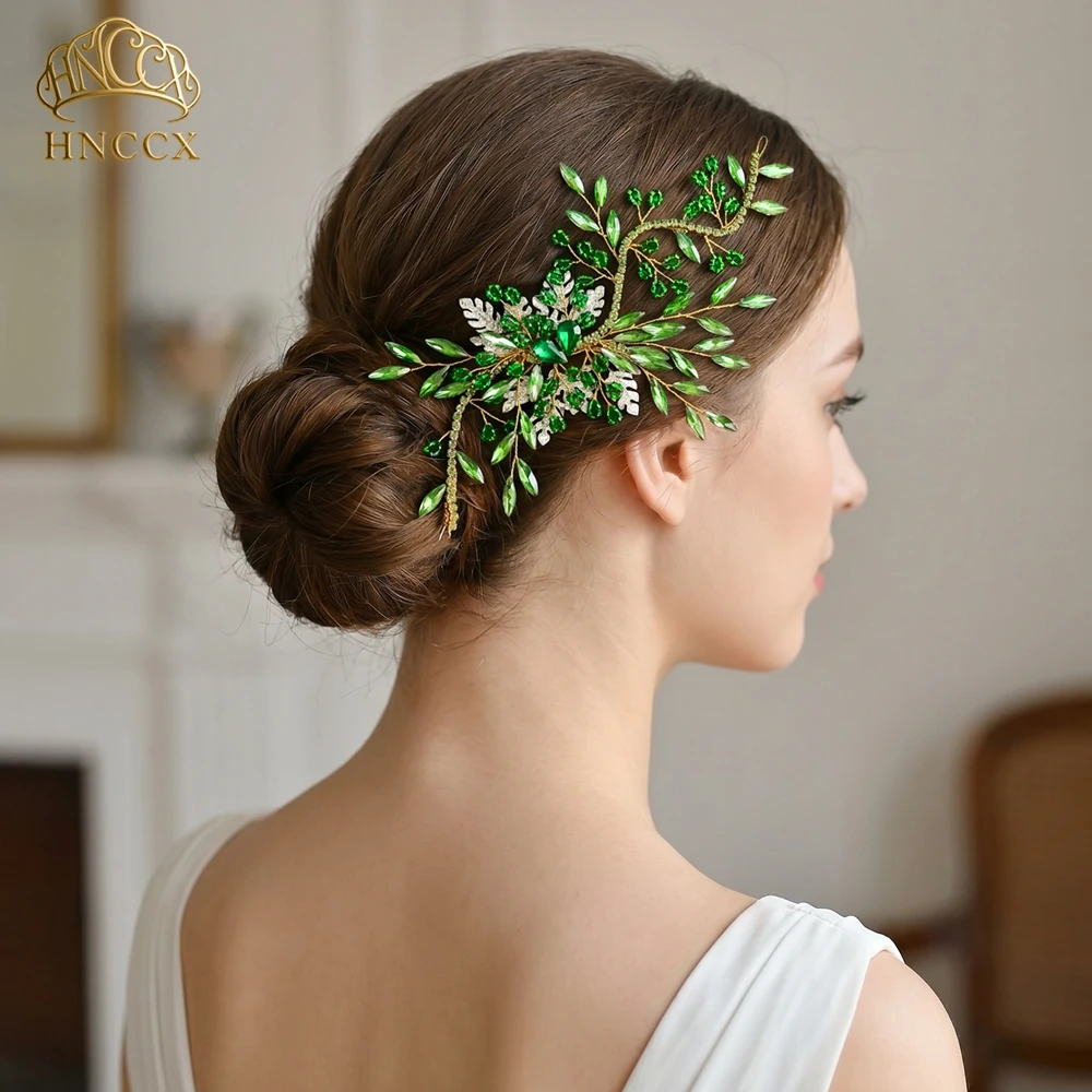 HNCCX Elegant Beaded Flower Beide Hair Pieces Green Color Summer Party Headbands Wedding Headpieces Hair Accessories HP277