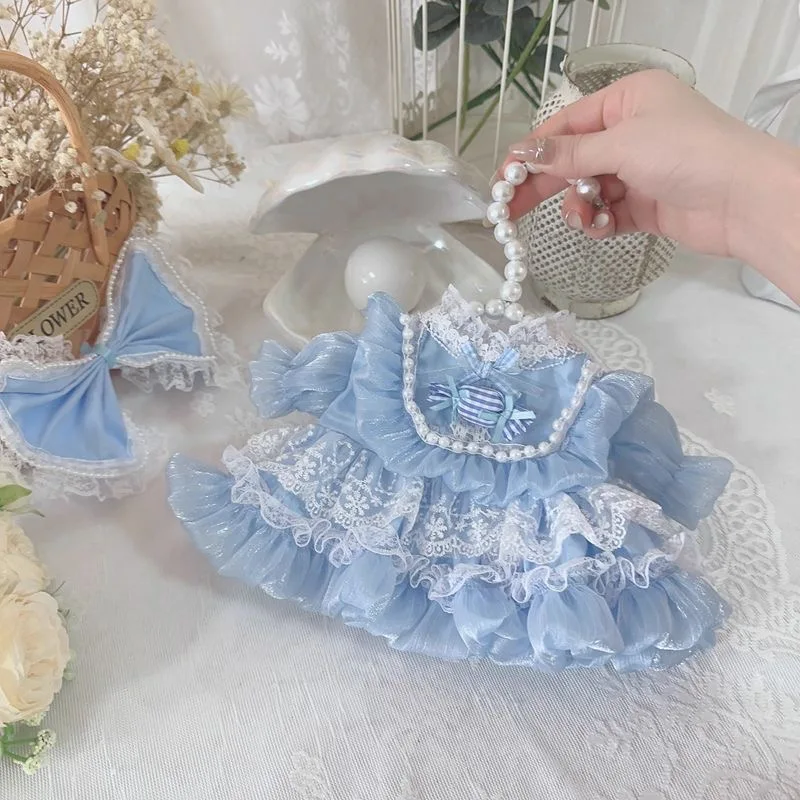 20cm cotton doll clothes, lihgt blue 40cm doll dress 50cm-55cm reborn doll skirt free shipping