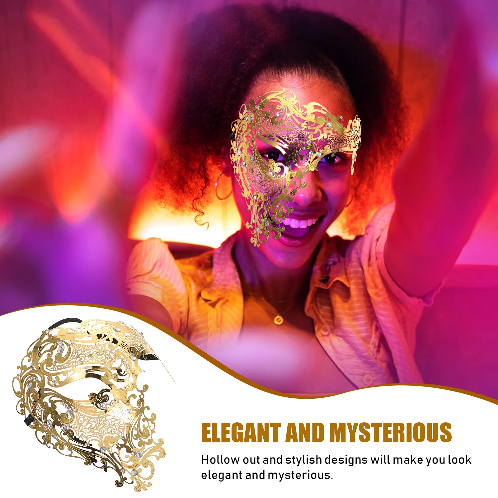 

Golden Masquerade Festival Decorative Masks Mardi Gras Costume Party Accessories Stylish Unique Design Metal Women