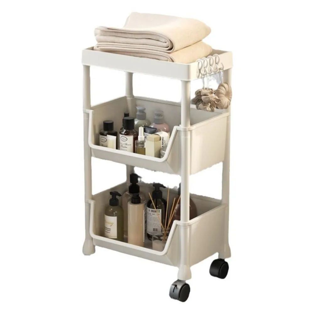 Storage Shelves Table Rack Trolley Solid Wood Console Home Use with Wheel Oak Sofa Back Dinning Room Poplar Storage Kitchen Cart