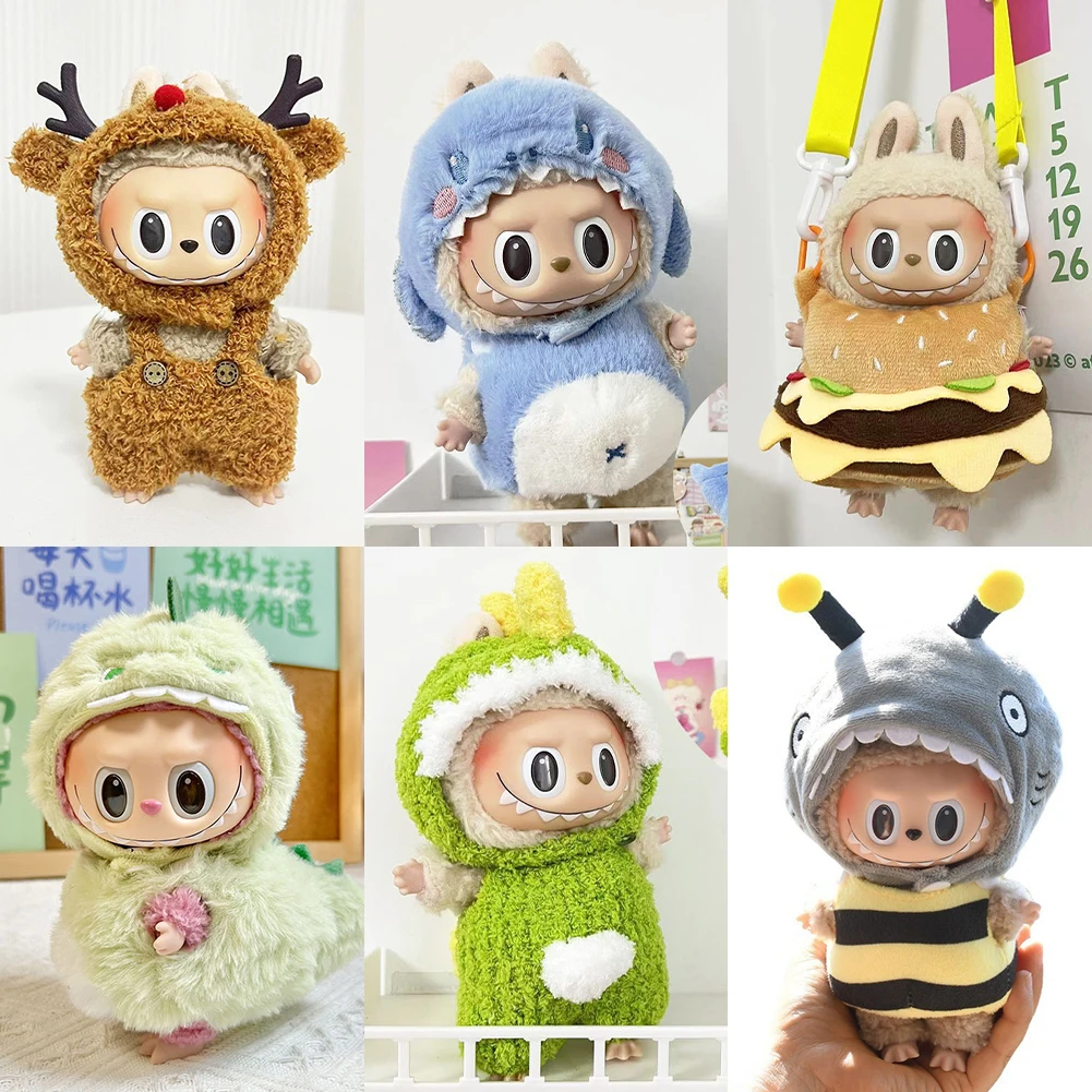 Untuk pakaian boneka Labubu Fashion baju boneka Hoodies pakaian boneka warna cocok dengan Hoodies aksesoris boneka kain kecil dekorasi lucu