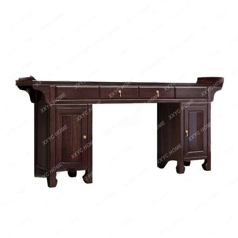 Main House Central Hall Four-piece Offering Table New Chinese Ebony Solid Wood Offering Table Shentai Chair Combination