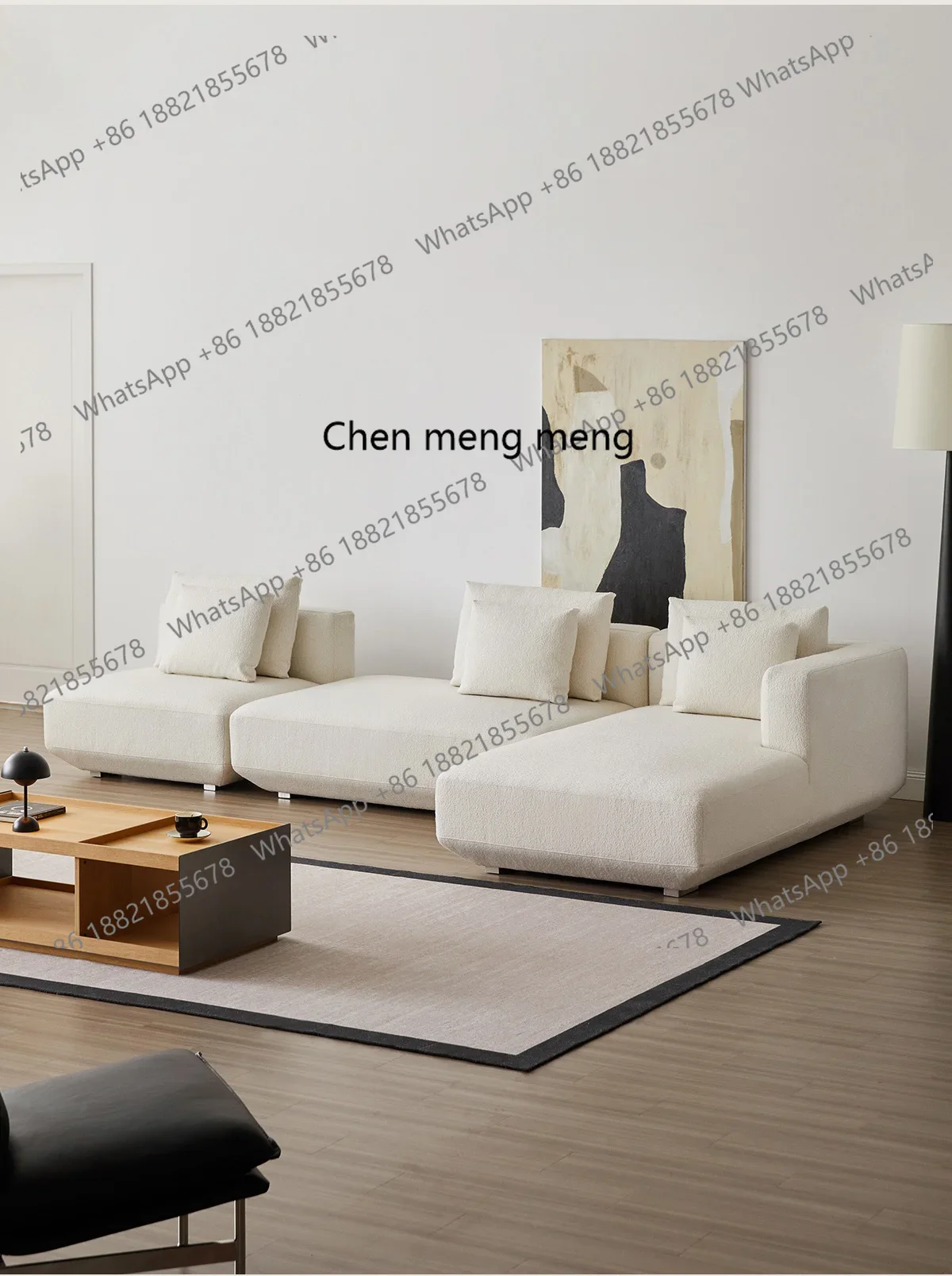 z183 Minimal small apartment, sofa circle velvet cream wind corner concubine seat fabric sofa