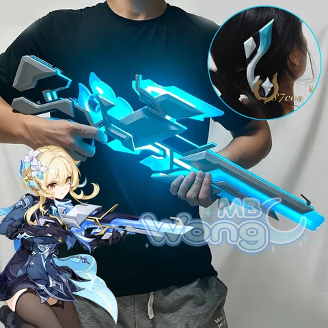 Game Traveler Cosplay Prop Shatanaya's Frostsilver Hand Prop Aether Lumine Cos Shatanaya's Azure Silver Hallowmas Party Adult