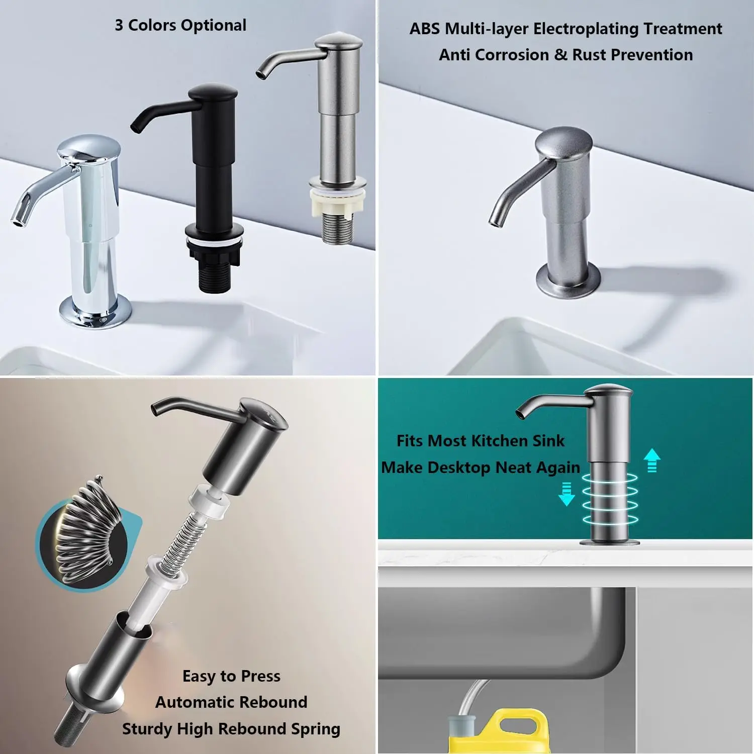 Kitchen Sink Soap Dispenser Stainless Steel HauSun Countertop Pump Head  with Extension Tube Kit  Extra Long Hose
