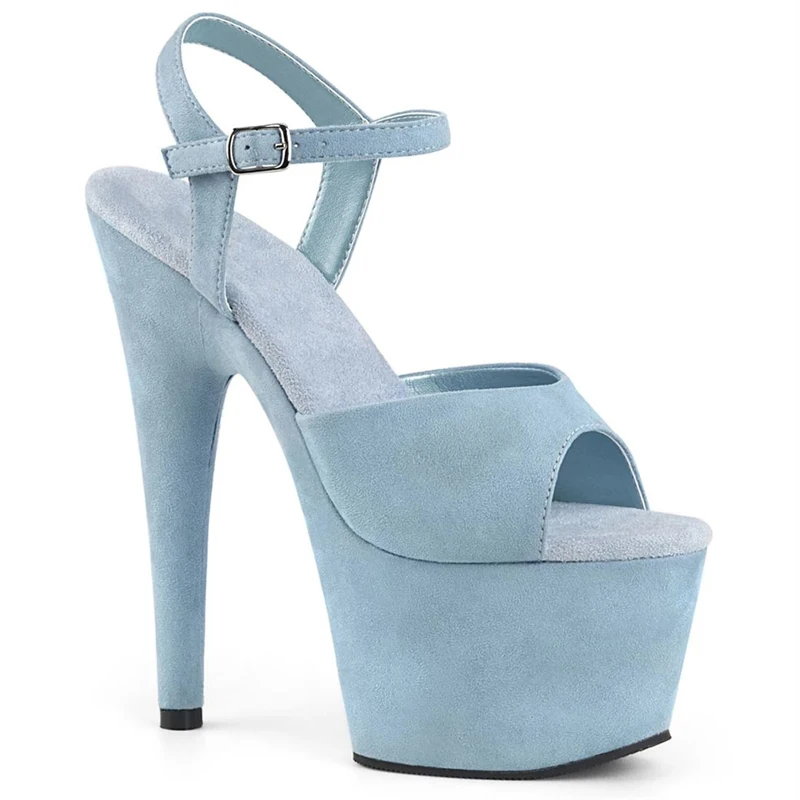 Sexy Suede Sandals Women 17cm Peep Toe Pole Dance Shoes Stripper Heels Nightclub Stiletto Catwalk Model High Heels Sandals Shoes