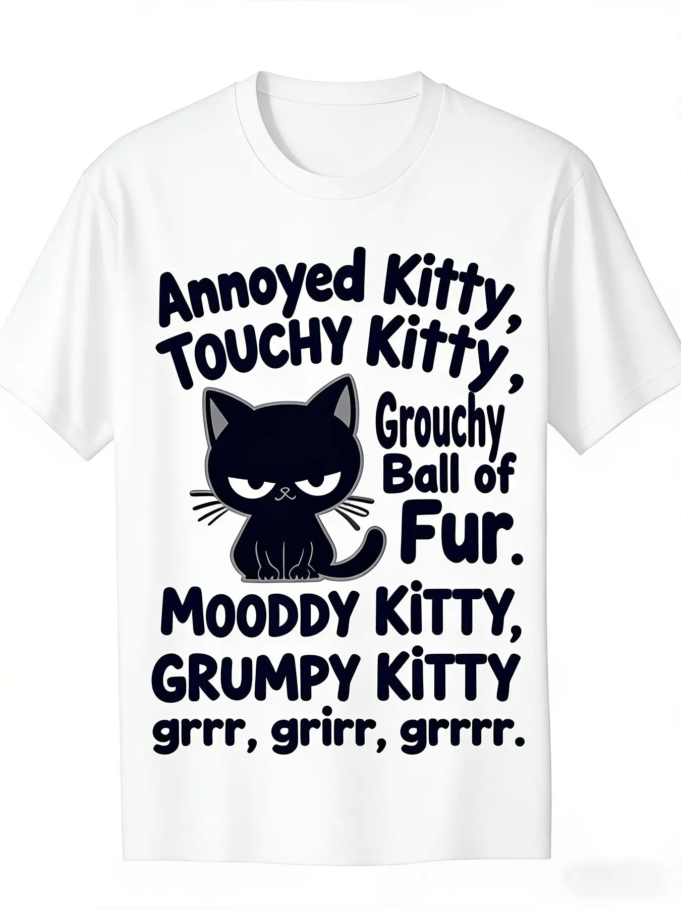 Men'S Plus Size A Annoyed Kitty, Touchy Kitty T-Shirt, Casual Style, 100% Cotton, Perfect for Daily Wear or Pet Lovers' GiftPlus Size for All-Season Outdoor, Beach, Loose Fit for Maximum Comfort, Loose fit plus size