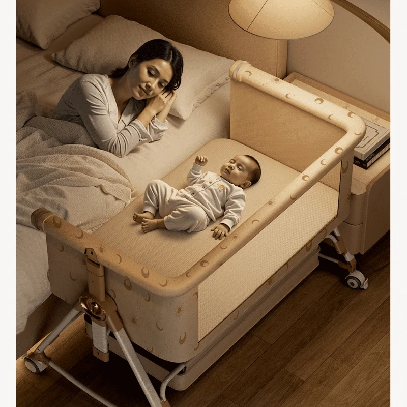 Портативная складная детская кроватка-трансформер с колесиками, мини-кроватка, прикроватная спальная кроватка для новорожденных, съемная