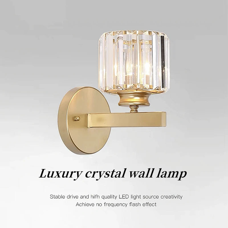 Modern Luxury LED Wall Lamp Nordic Minimalist Crystal Wall Lamp Living Room Aisle Bedside Indoor Decor Wall Light Sconce