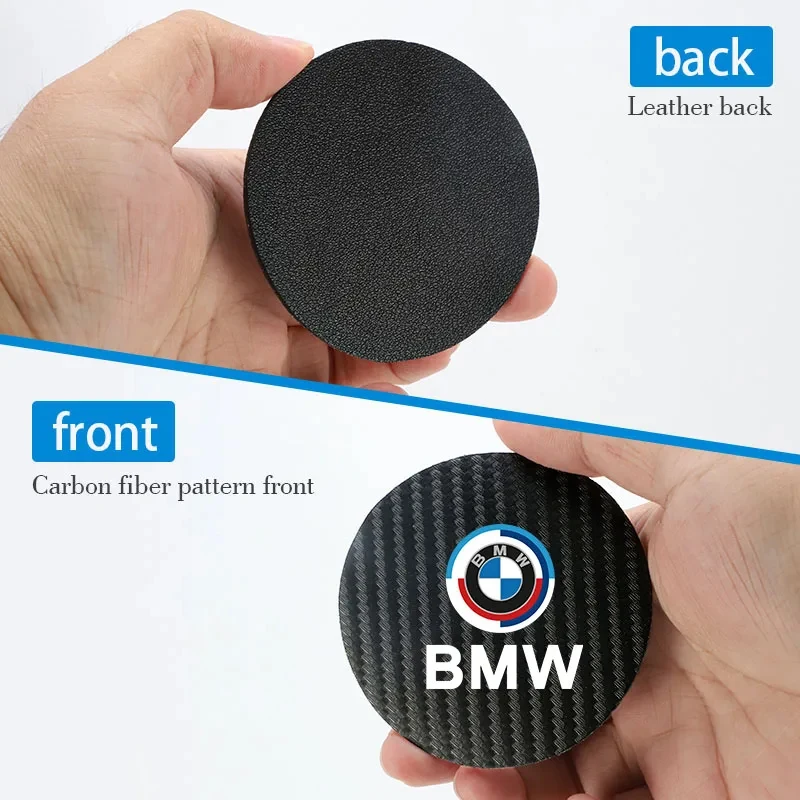 2Pcs Car Coasters Leather Water Cup Mat Auto Accessories For BMW G01 G02 F22 F23 E46 E93 E39 G26 F01 F02 F06 G32 G20 G29 F30 G42