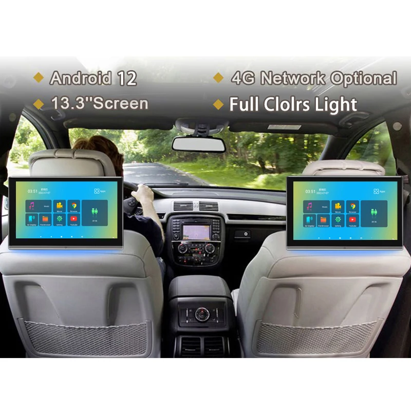 

11.6 Inch Screen Smart TV Rear Seat Entertainment Player HD IPS Android 11 2+32GB Car Headrest Automotive Multimedia for