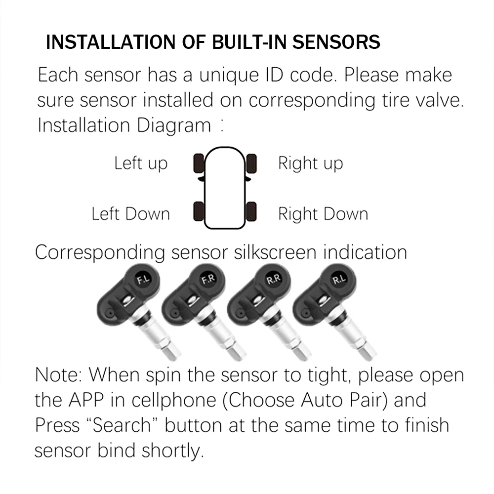 Car Tire Pressure Sensors Bluetooth-compatible 5.0 Tire Pressure Monitoring System Car TPMS Tire Pressure With App Control