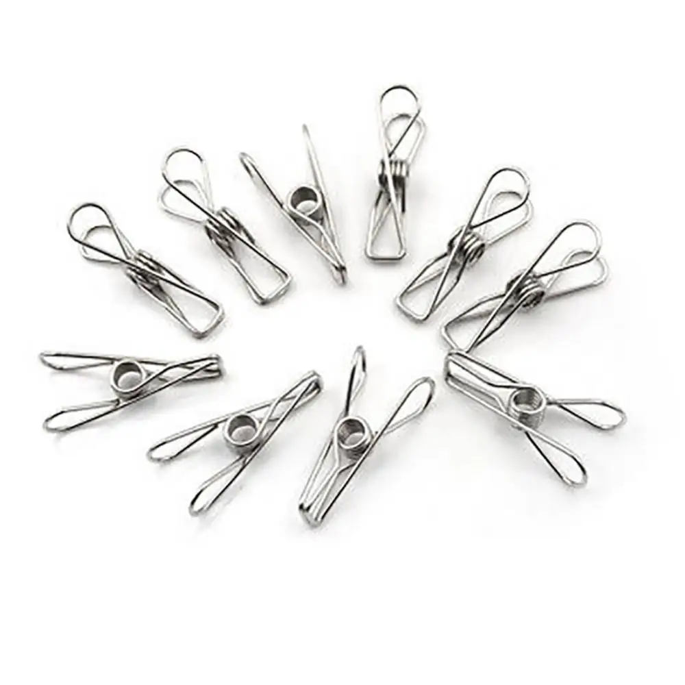 10Pcs Metal Clothes Pegs Stainless Steel Washing Spring Hanger Photos Clips