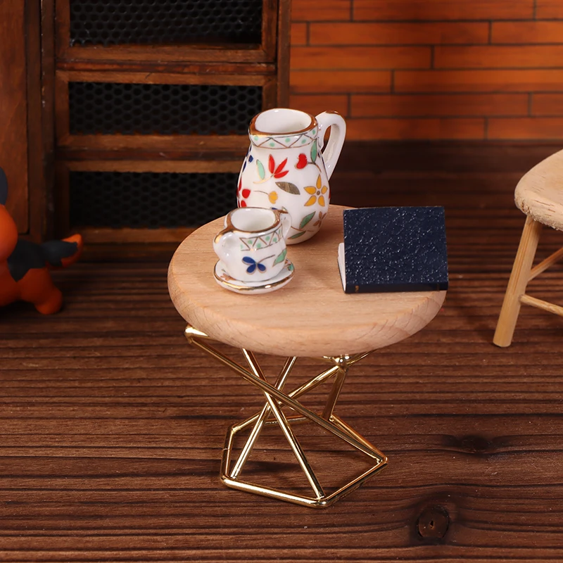 

。1/12 Dollhouse Simulation Coffee Table Round Tea Table Model Doll Home Miniature Furniture Decor Micro Scene Construction Props