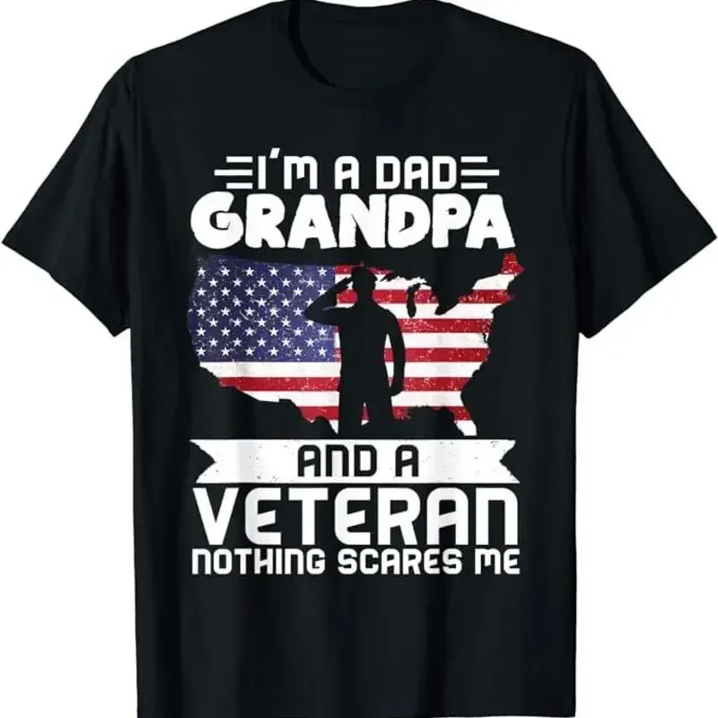 Dad Grandpa Veteran Nothing Scares Patriotic Day Father T Shirt Size S 5Xl