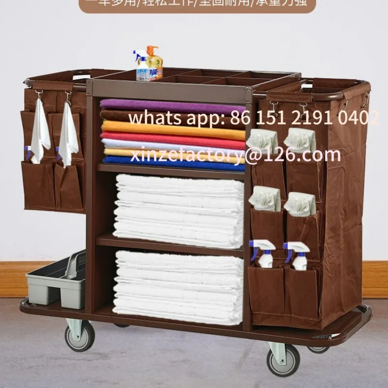 Customizable Hotel Rooms Multifunctional Linen Cart Cleaning Work Cart