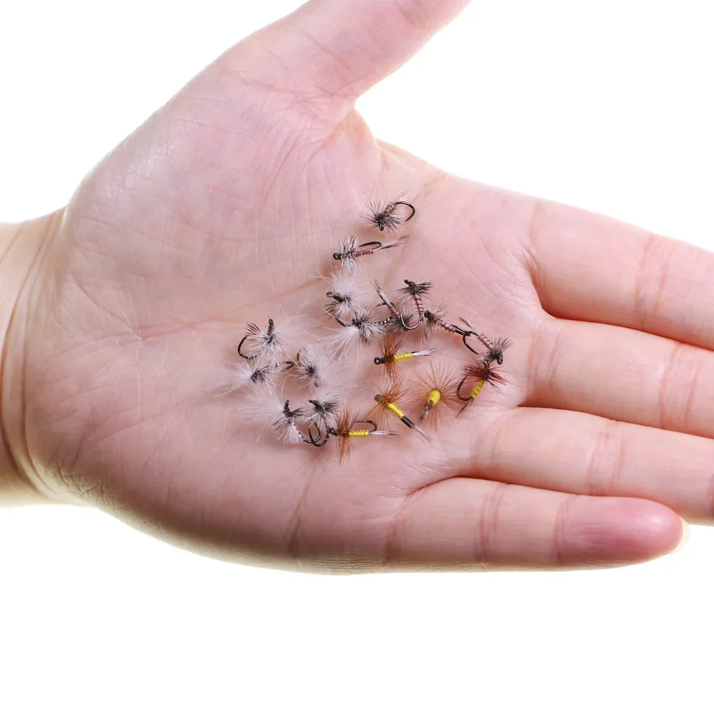 5 Stück/6 Stück # 20 Hahnentritt-Feder Mayfly Haken ohne Widerhaken CDC Feder Trockenfliege Künstlicher Insektenköder Forellen- und Fischgrälfischerköder – Detail 9