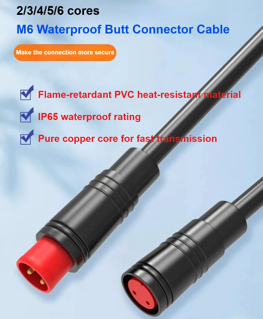1 Paar 2-6 Pin M6 Elektrofahrrad-Verbindungsstecker, Verdrahtungsleitung, Roller-Bremskabel-Stecker, Signalverbindungssensor-Kabel 20CM – Detail 1