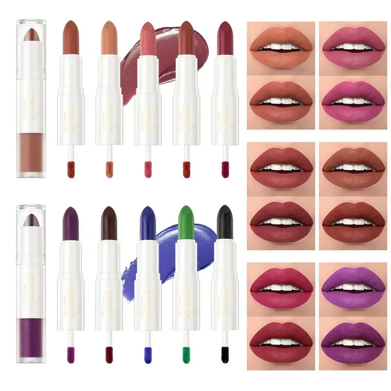 2 in 1 matten Lippenstift wasserdichten Samt Lip gloss langlebigen nackten Lippenstift Lip gloss Bleistift Kontur Make-up