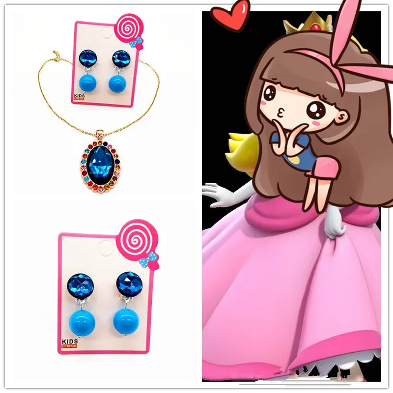 

HN8 Peach Princess Accessories Crown Wand Gloves Earrings Necklace Wing Kids For Children Halloween Cosplay Costume Girls Pa)4Dc