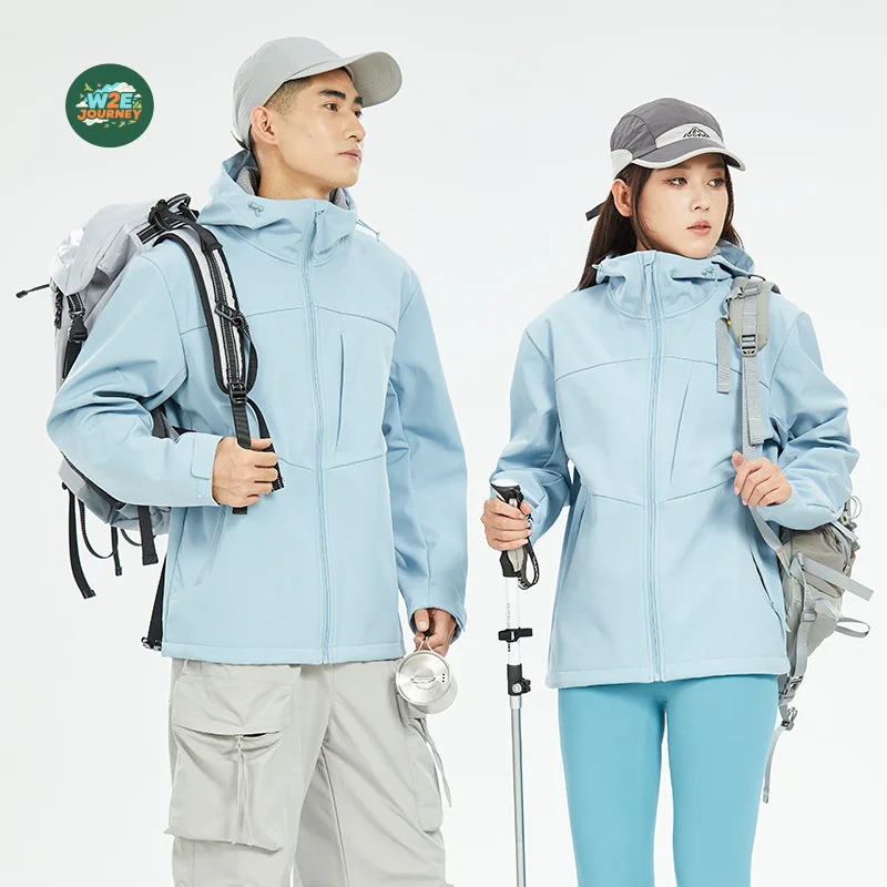 W2EJOURNEY EU US Size Luxury Quality Female Windbreak Jacket Unisex Fleece-Lined  Waterproof Jacket For Hiking Cycling