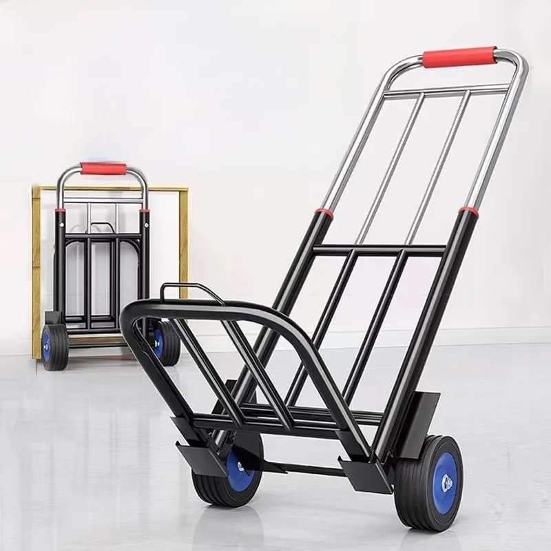 non-stainless-steel-four-wheel-portable-shopping-cart-foldable-hand-pulled-vegetable-buying-baggage-carriage-small-pulling-car