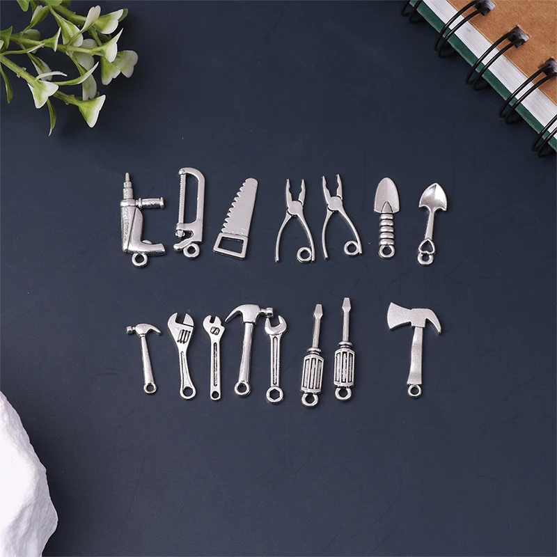 15pcs/set Miniature Hammer Scissors Repair Kits Dollhouse Accessories Furniture Decoration Phone Case Material