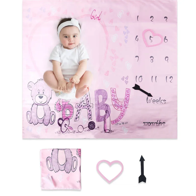 Ylsteed Print Baby Milestone Blanket Newborn Photo Props Picture Shooting Background Infant Monthly Growth Souvenir Akcesoria